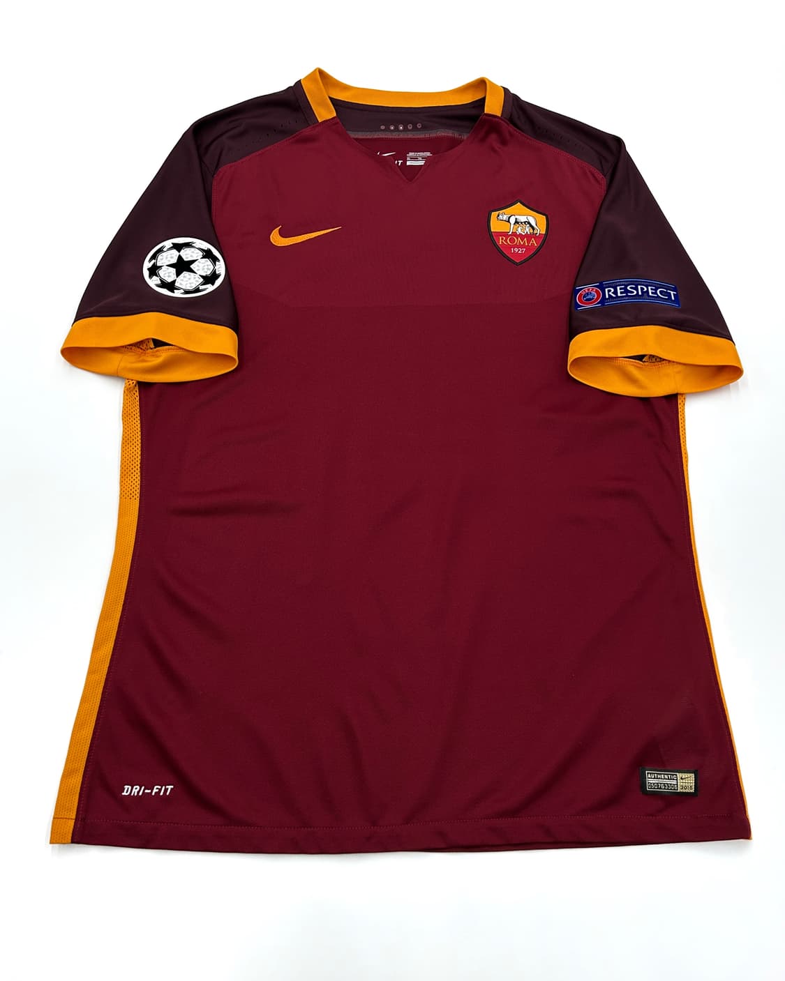 (어센틱) 나이키 15-16 AS 로마 홈 챔스킷 토티 상품이미지5