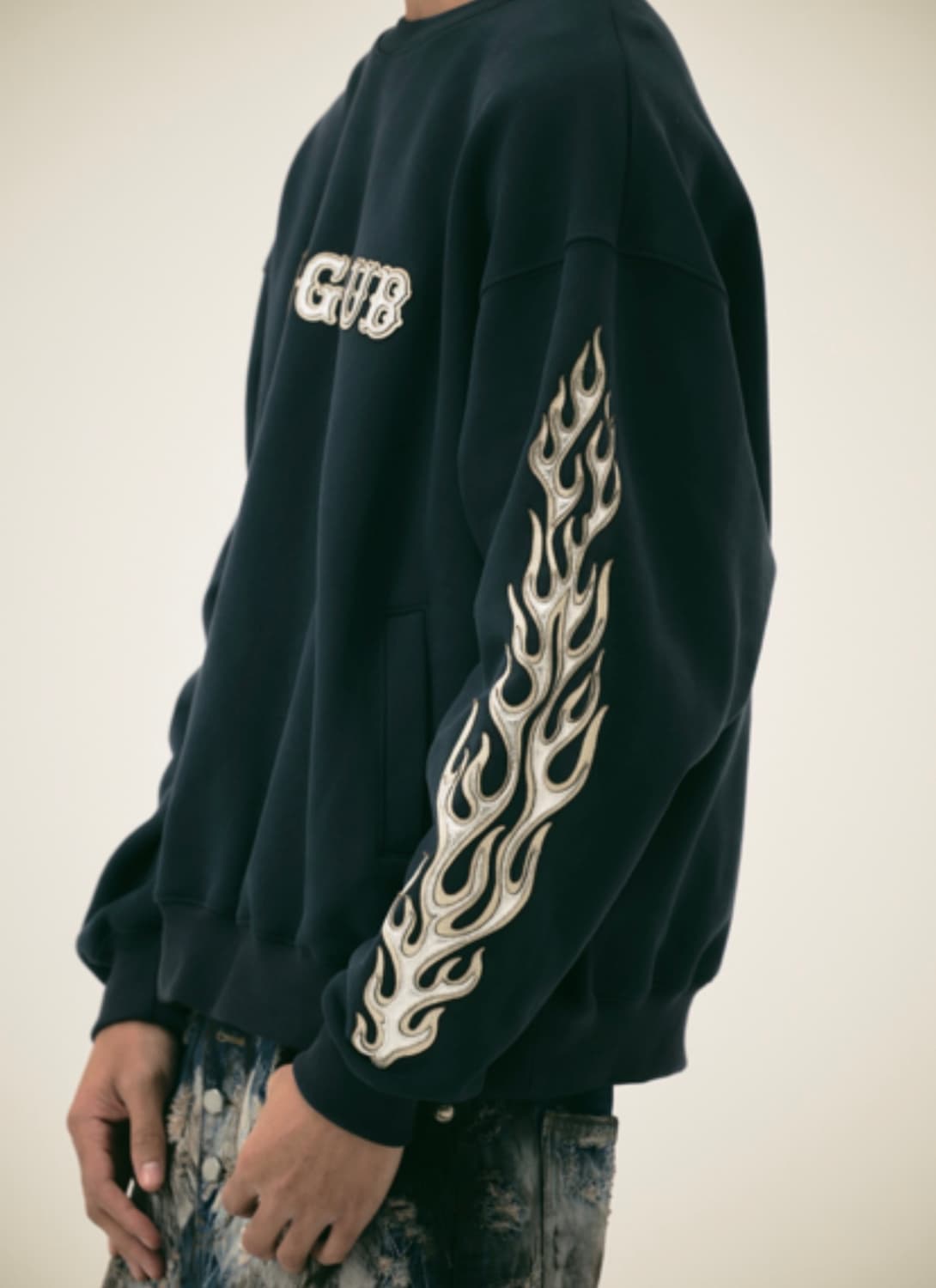 떠그클럽 레더 플레임 후디 -2size- 네이비 (미착용 새상품) 상품이미지3