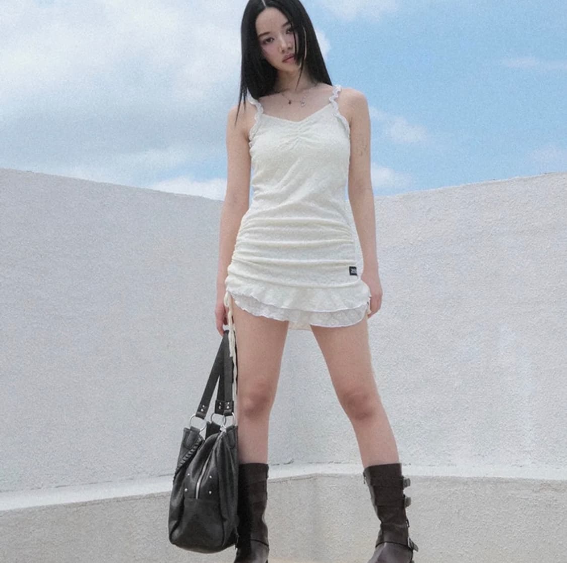 애즈온 블라썸 미니 원피스 아이보리 상품이미지1