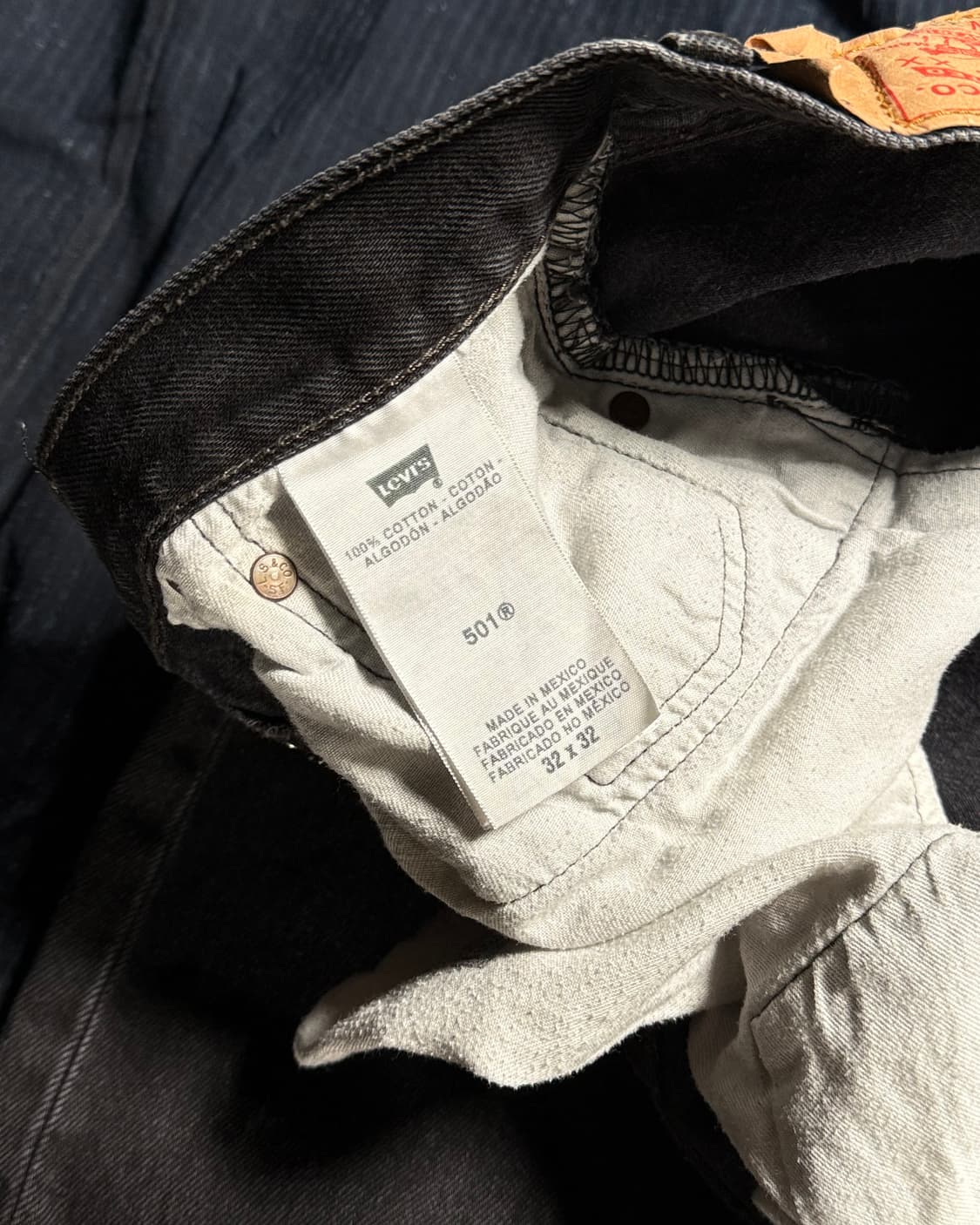 리바이스 501 스트레이트핏 블랙 데님 팬츠 32 상품이미지4