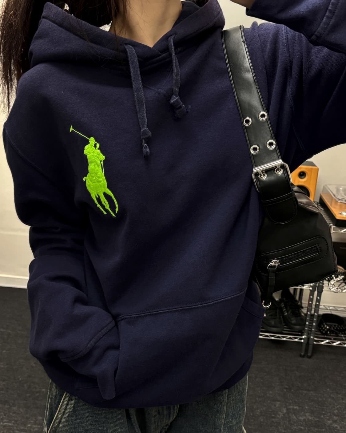 폴로 빅포니 네이비 후드티 상품이미지2