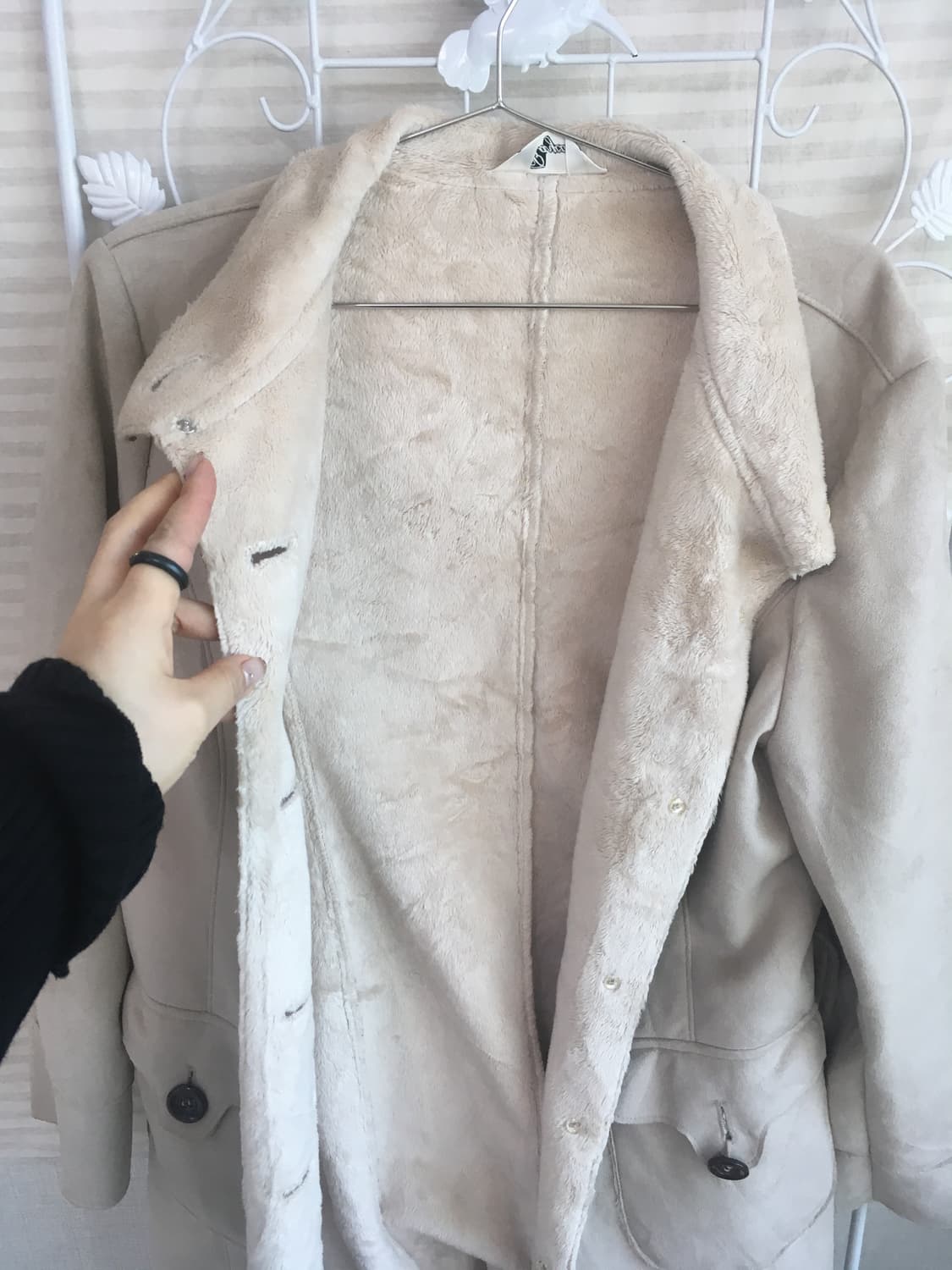 jpn vintage 아이보리 퍼 무스탕 롱코트 상품이미지8