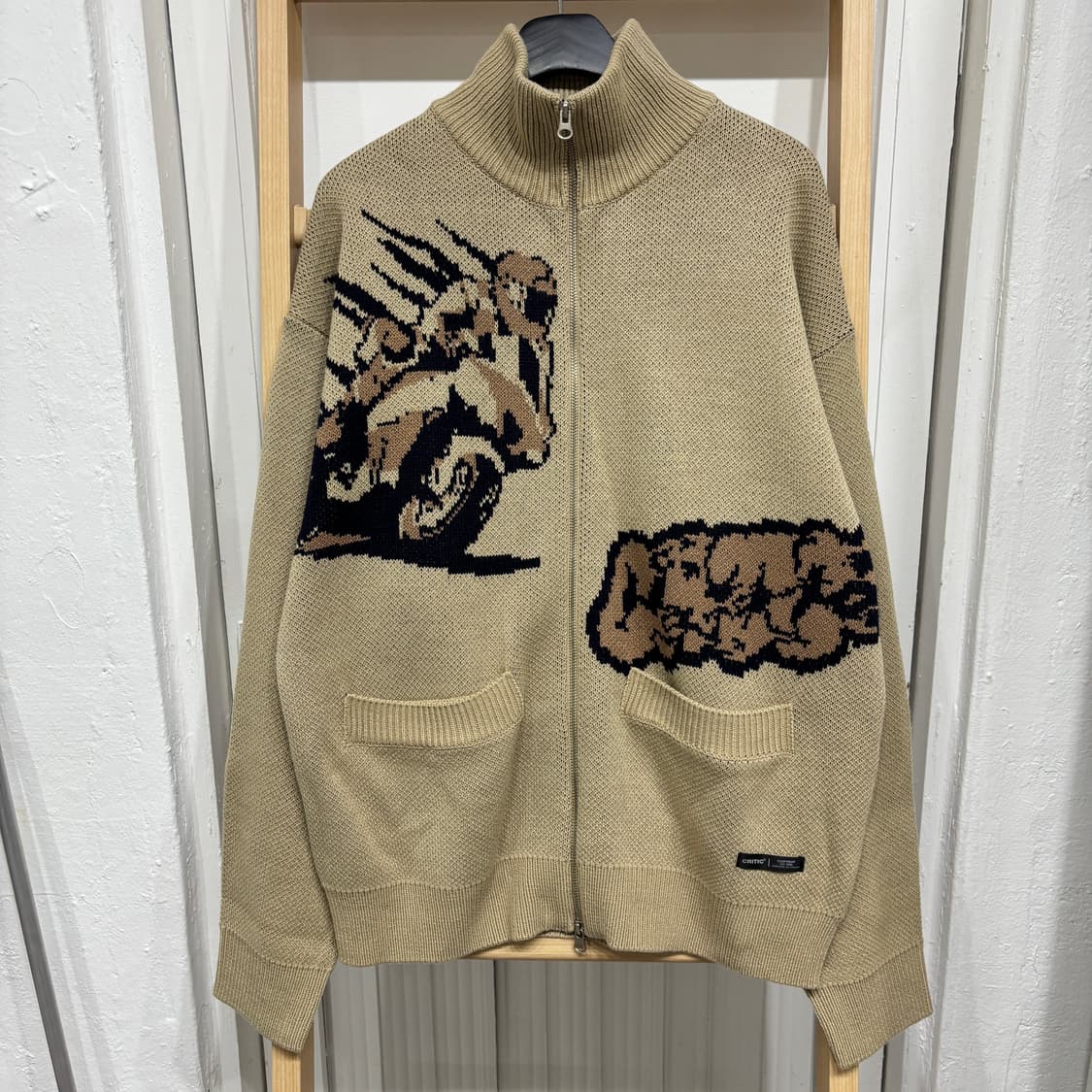 크리틱 패턴 투웨이 니트 집업 상품이미지1