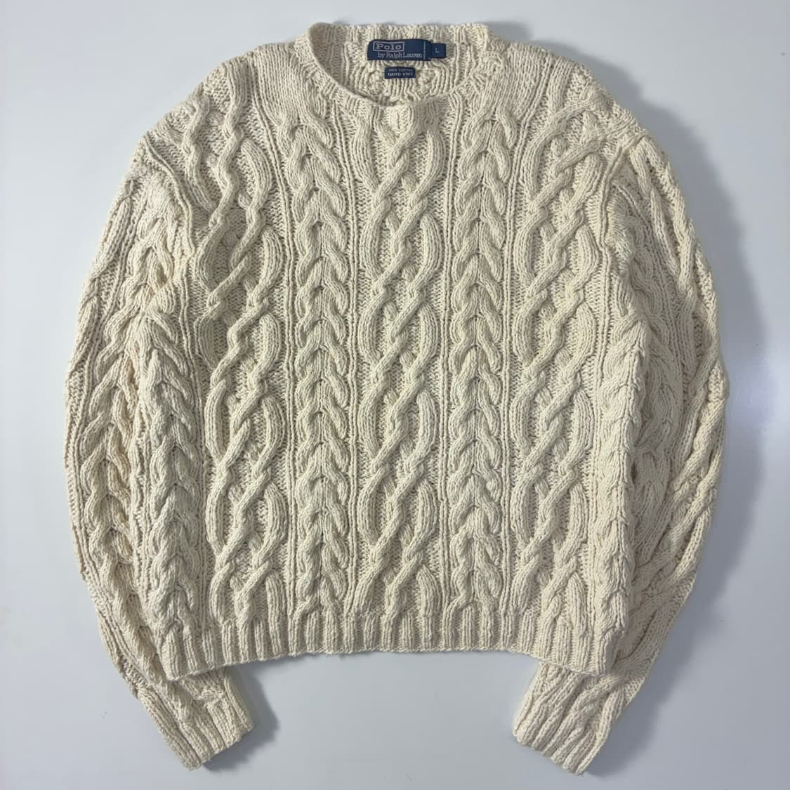 Polo 폴로 랄프로렌 아이보리 코튼 핸드메이드 피셔맨 스웨터-#원윜구매 상품이미지1