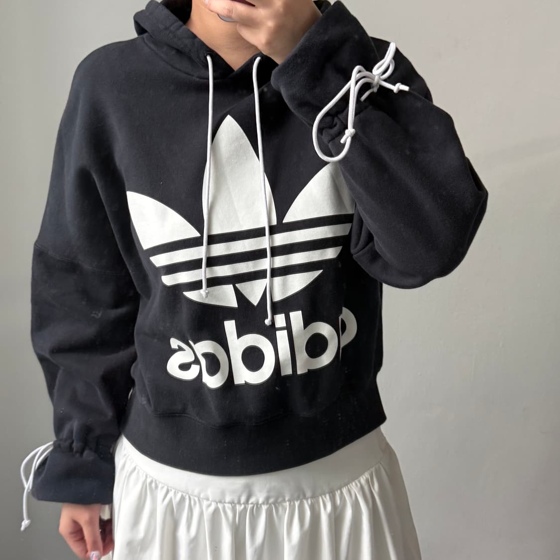 [S] 아디다스 크롭 후드티 리본디테일 상품이미지1