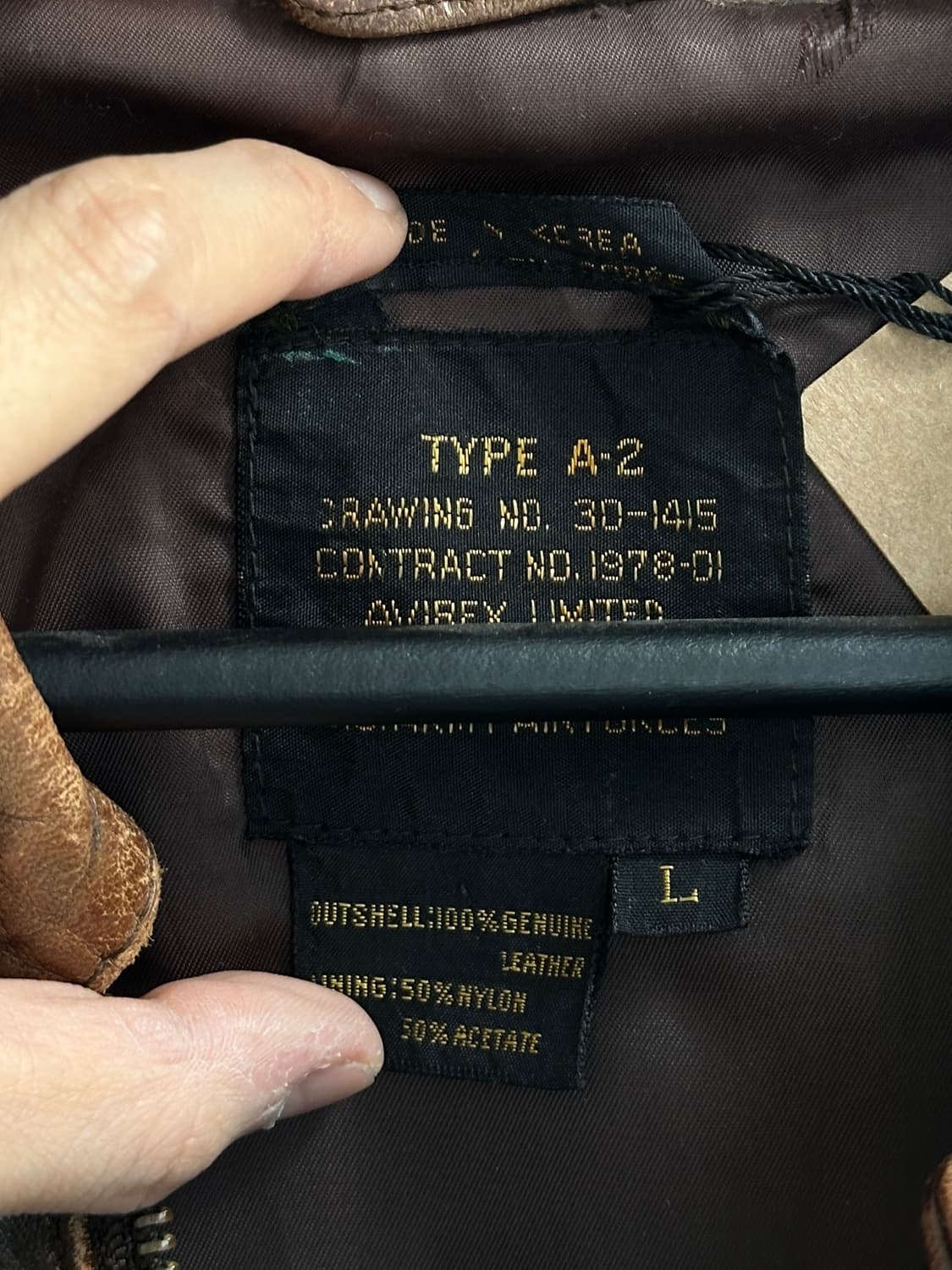 90's 하드에이징 아비렉스 A2 레더 봄버 자켓 상품이미지9