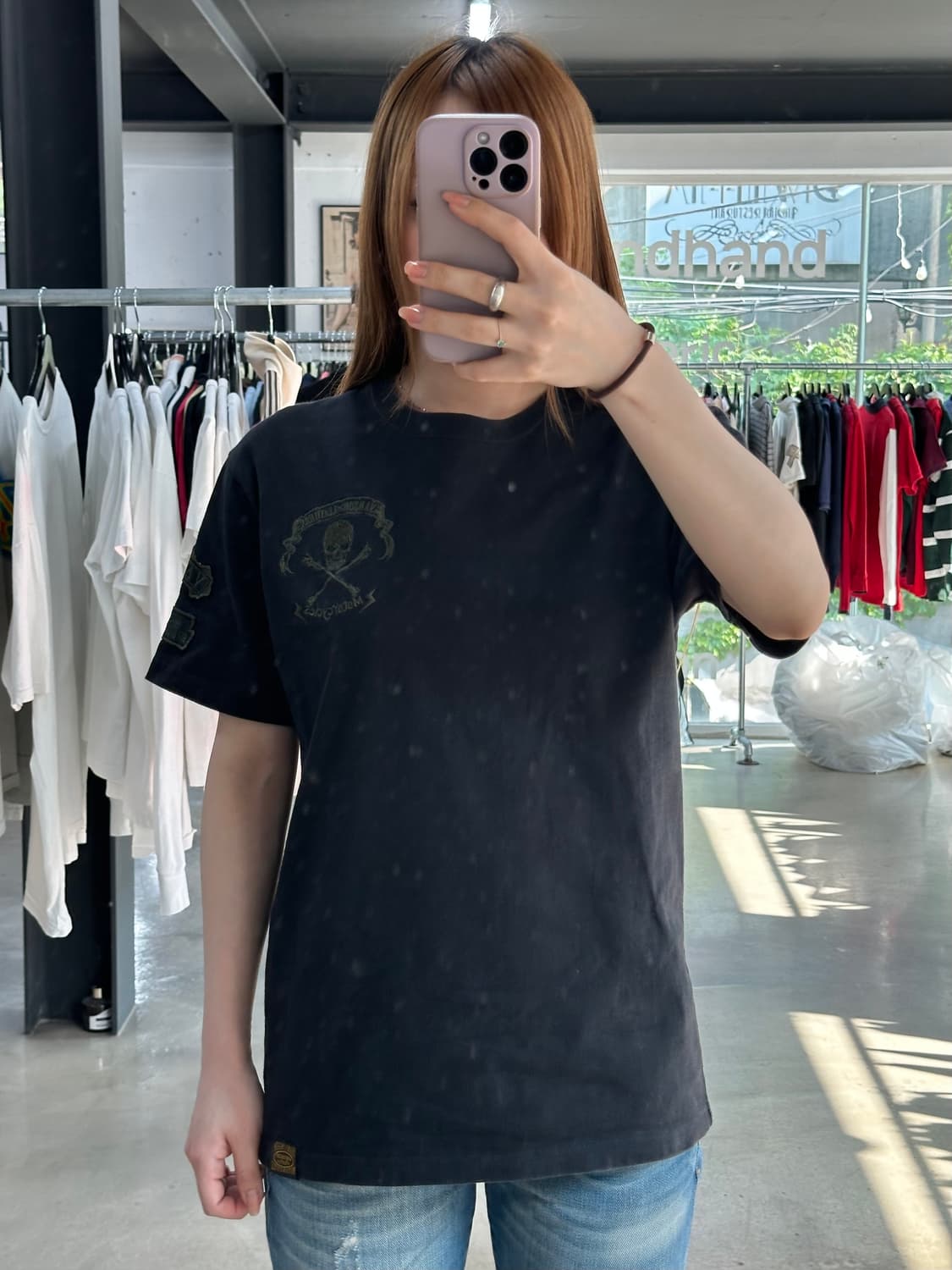 벤슨 그린 스컬자수 모토사이클 반팔티 상품이미지3