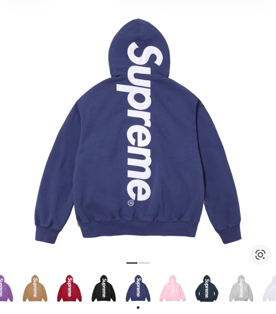 슈프림 사틴 아플리케 후드 스웨트셔츠 워시드 네이비 상품이미지1