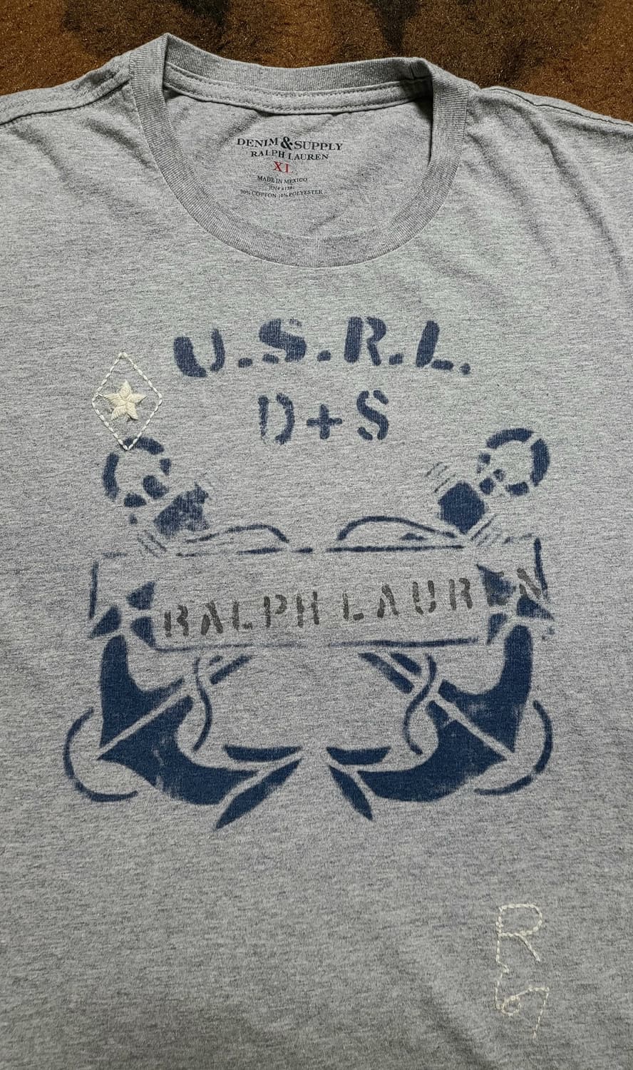 (새상품)데님앤서플라이 남성용 자수 그레이 반팔티셔츠(XL) 상품이미지3