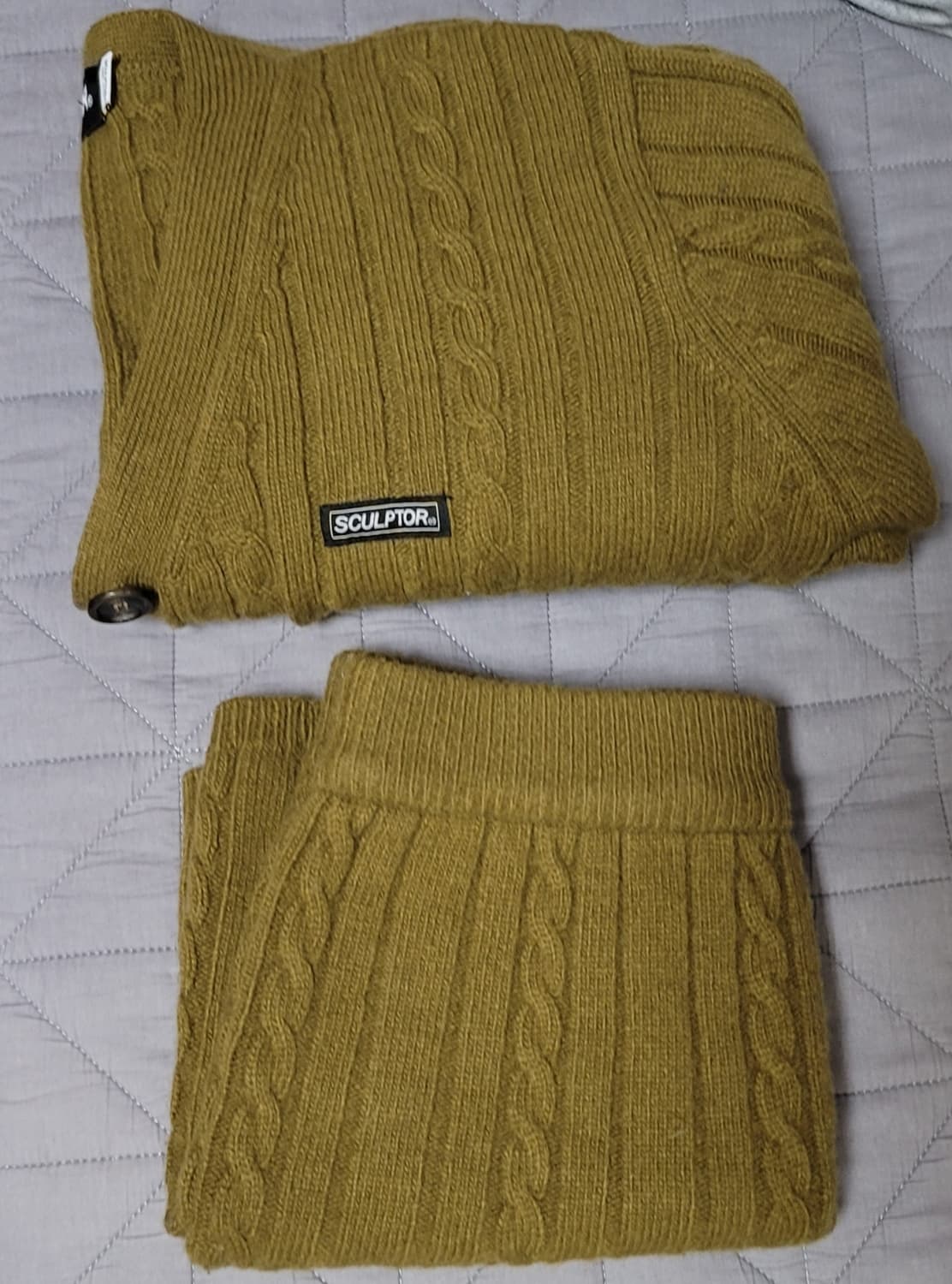 스컬프터 카키브라운 니트 스커트 셋업 상품이미지2