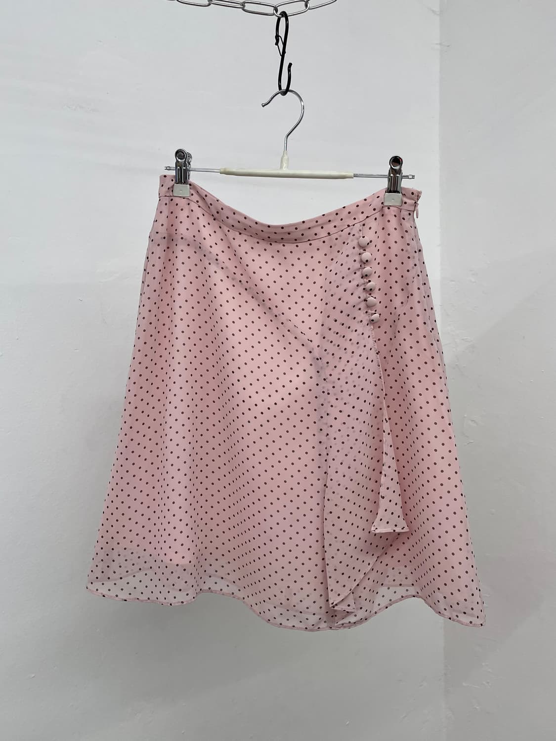 핑크 도트 버튼 시어 스커트 상품이미지5