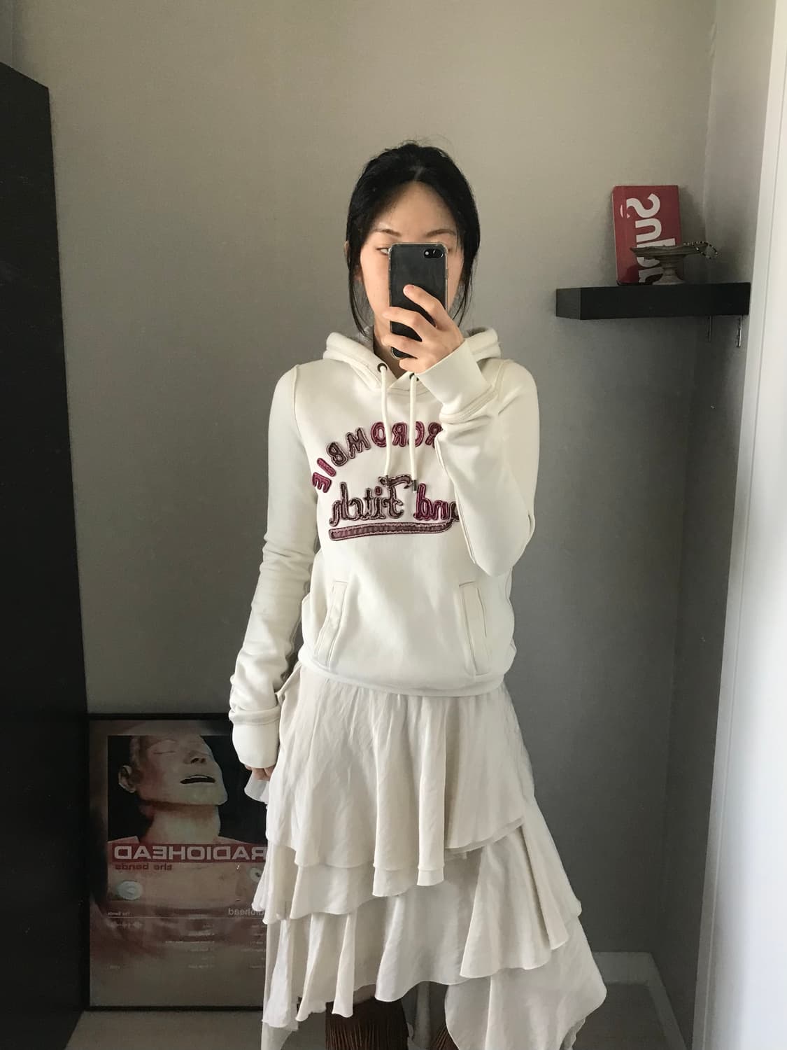 아베크롬비 자수로고 화이트 후드티 상품이미지1