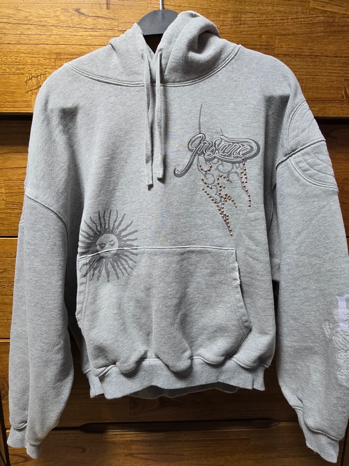 인세인개러지 라인스톤 후드티 멜란지 그레이 상품이미지2