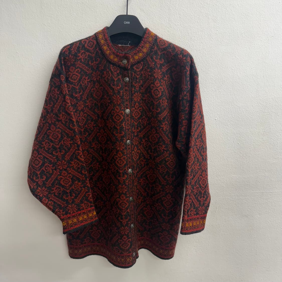 Dale of Norway 레드 오커 그라파이트 버진 울 가디건 상품이미지1