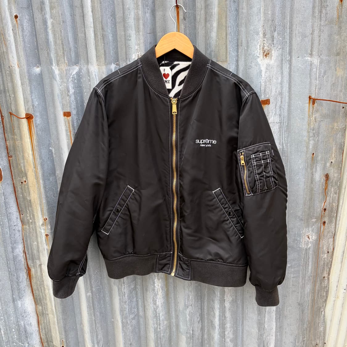 [L] 17ss 슈프림 콘트라베이스 리버시블 블랙 봄버 자켓 B528 상품이미지5