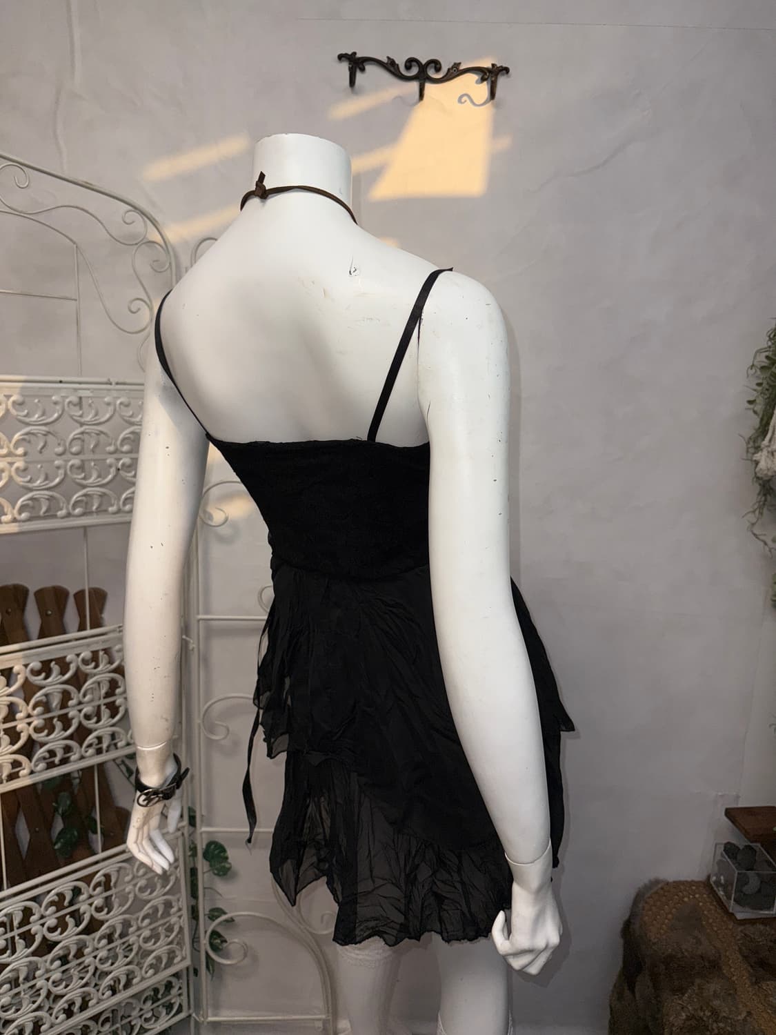 Black oriental floral chiffon sleeveless 상품이미지3