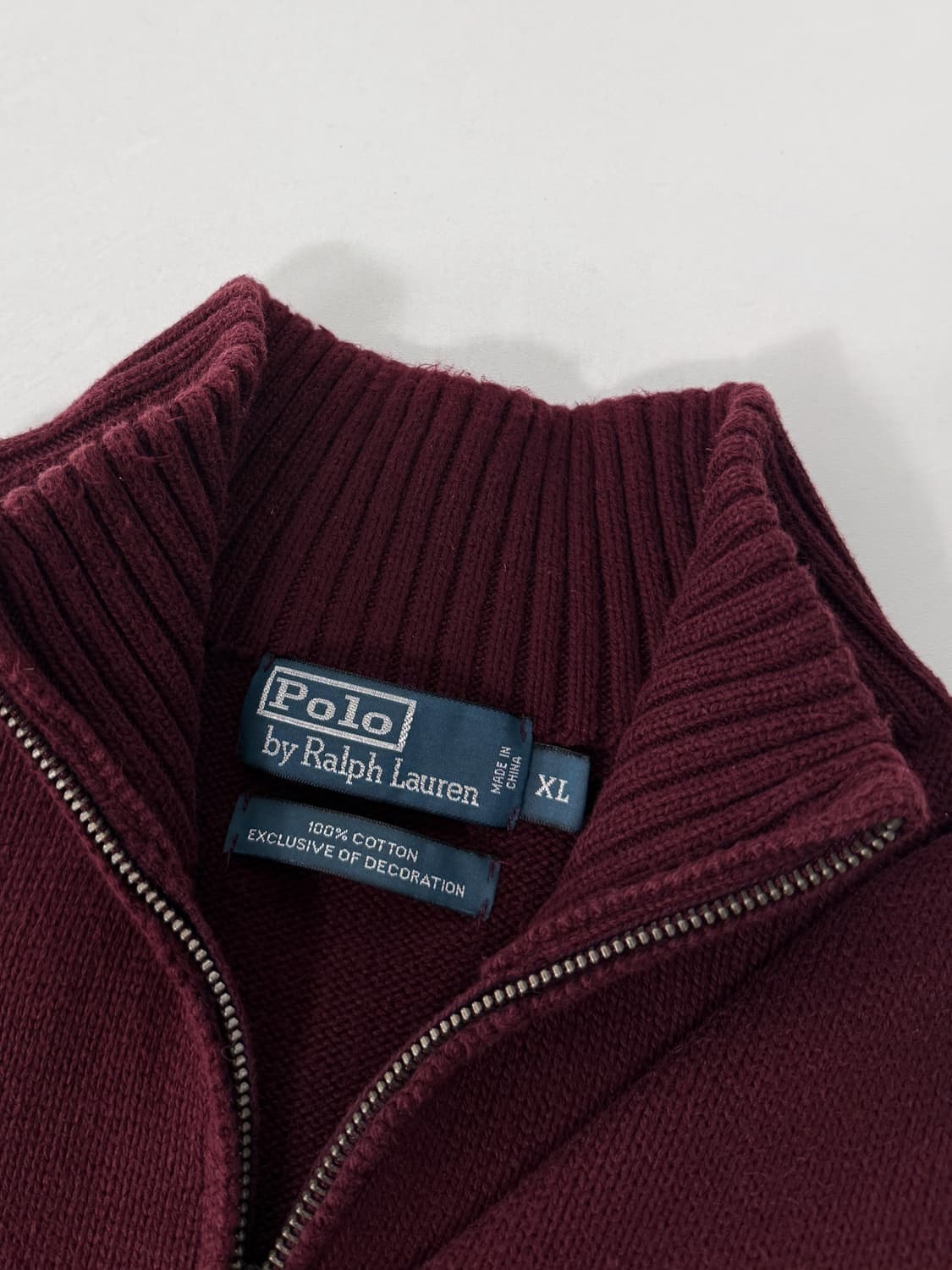 폴로 랄프로렌 루즈핏 딥버건디 코튼 하프집 니트 상품이미지5
