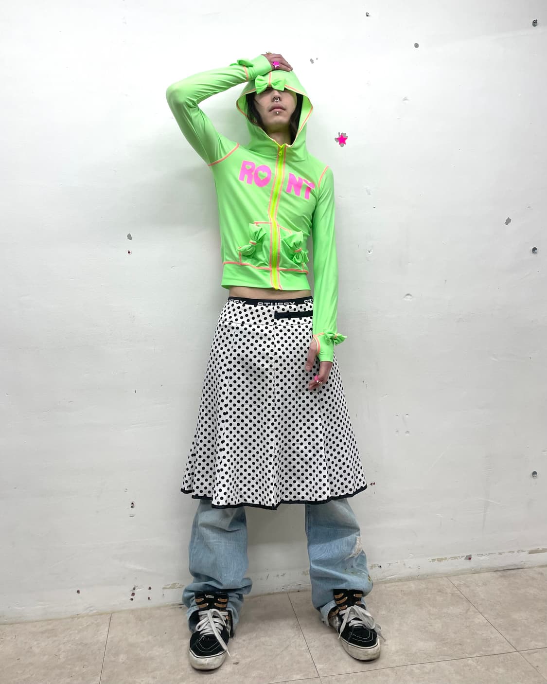  roni green ribbon lash guard hoodie 상품이미지6