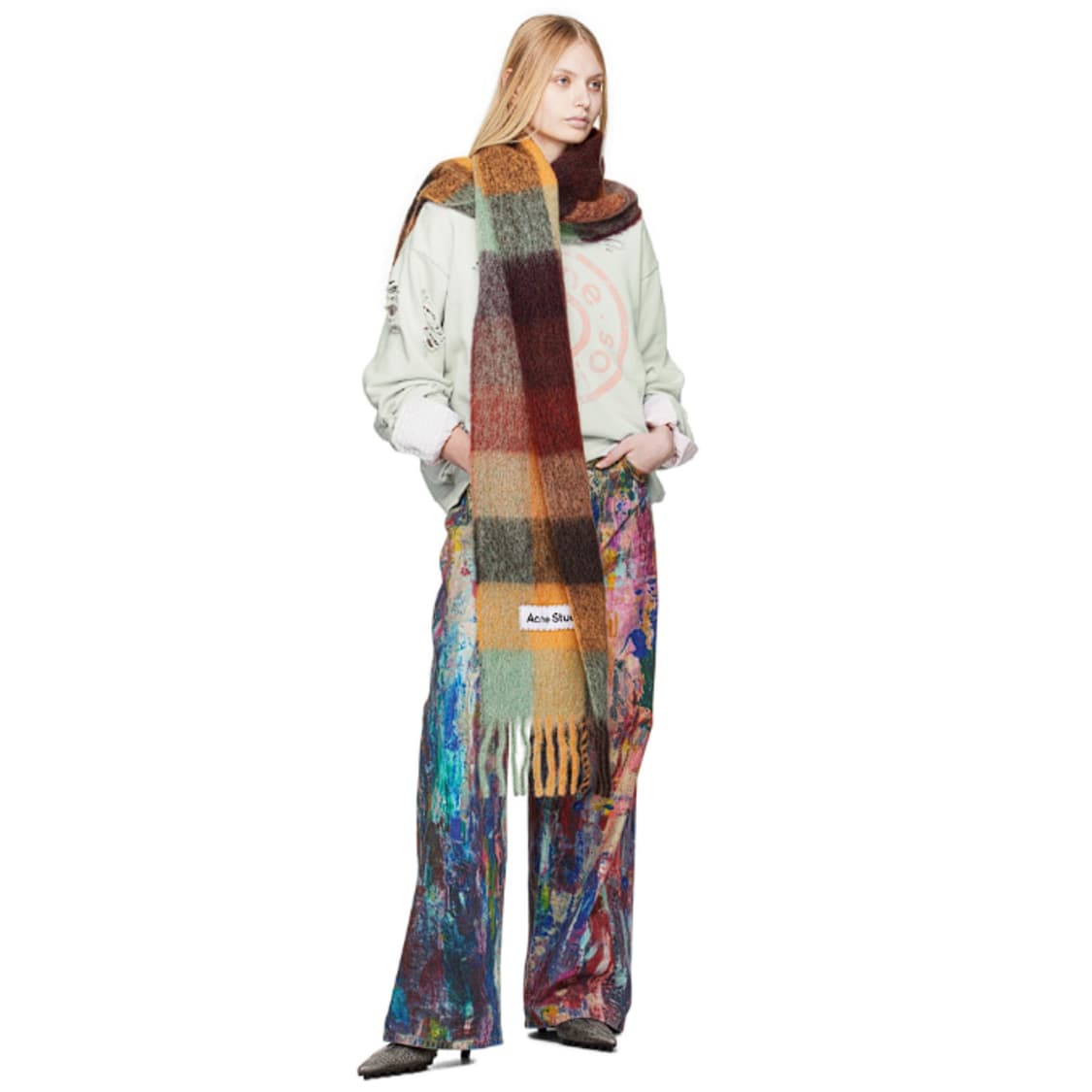 아크네스튜디오 모헤어 체크 머플러 상품이미지1