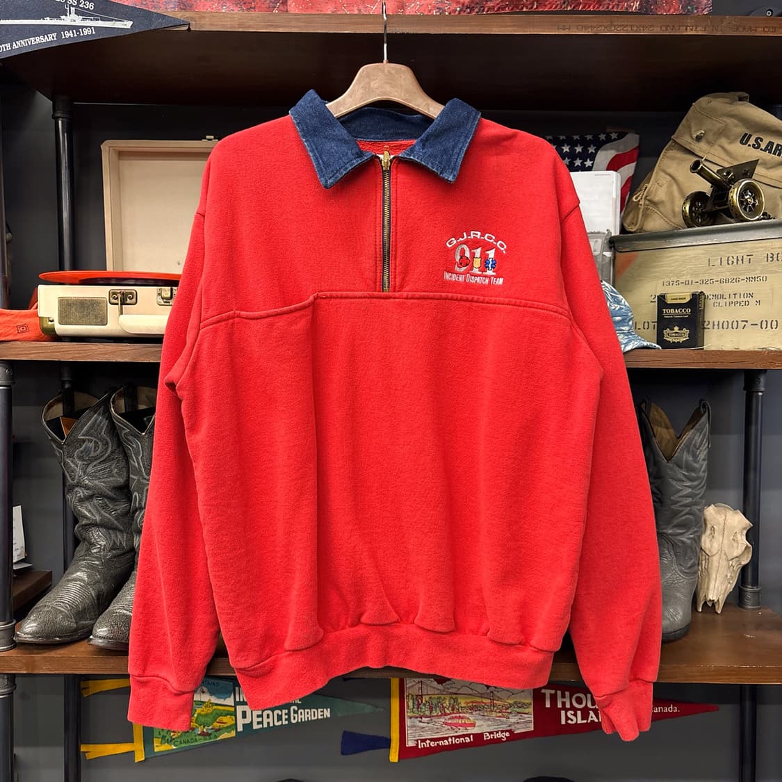 90s 오리지널 USA EMT 디페인더 워크 반집업 스웻셔츠 N1224 상품이미지1