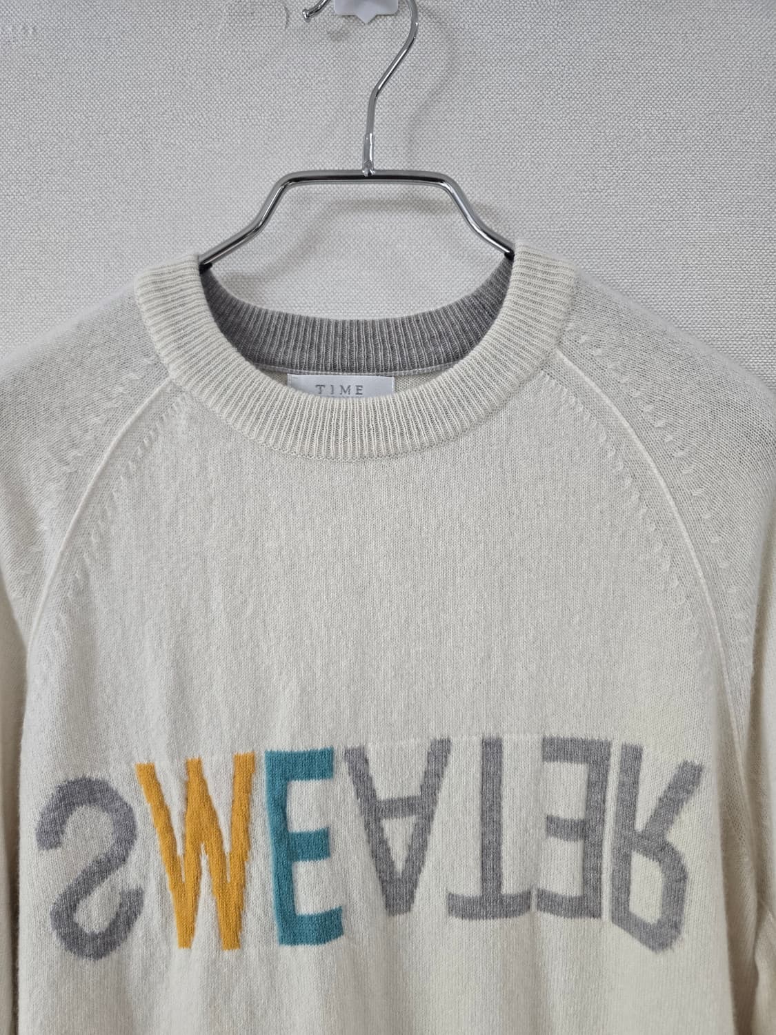 타임 캐시미어100% 레터링 니트티 상품이미지2