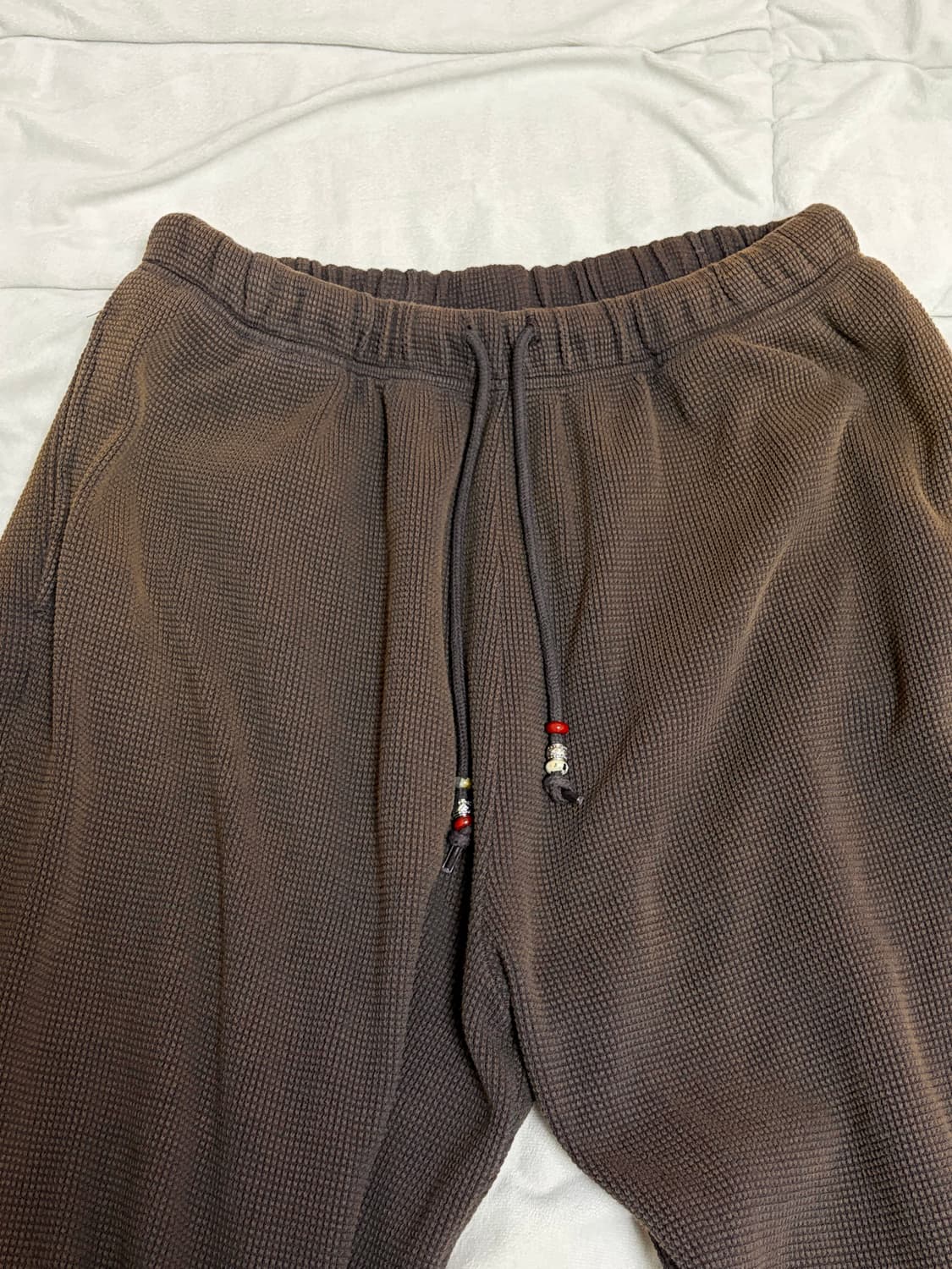 투머치택스 웨스턴 비즈 와플 팬츠 워시드 브라운 상품이미지8