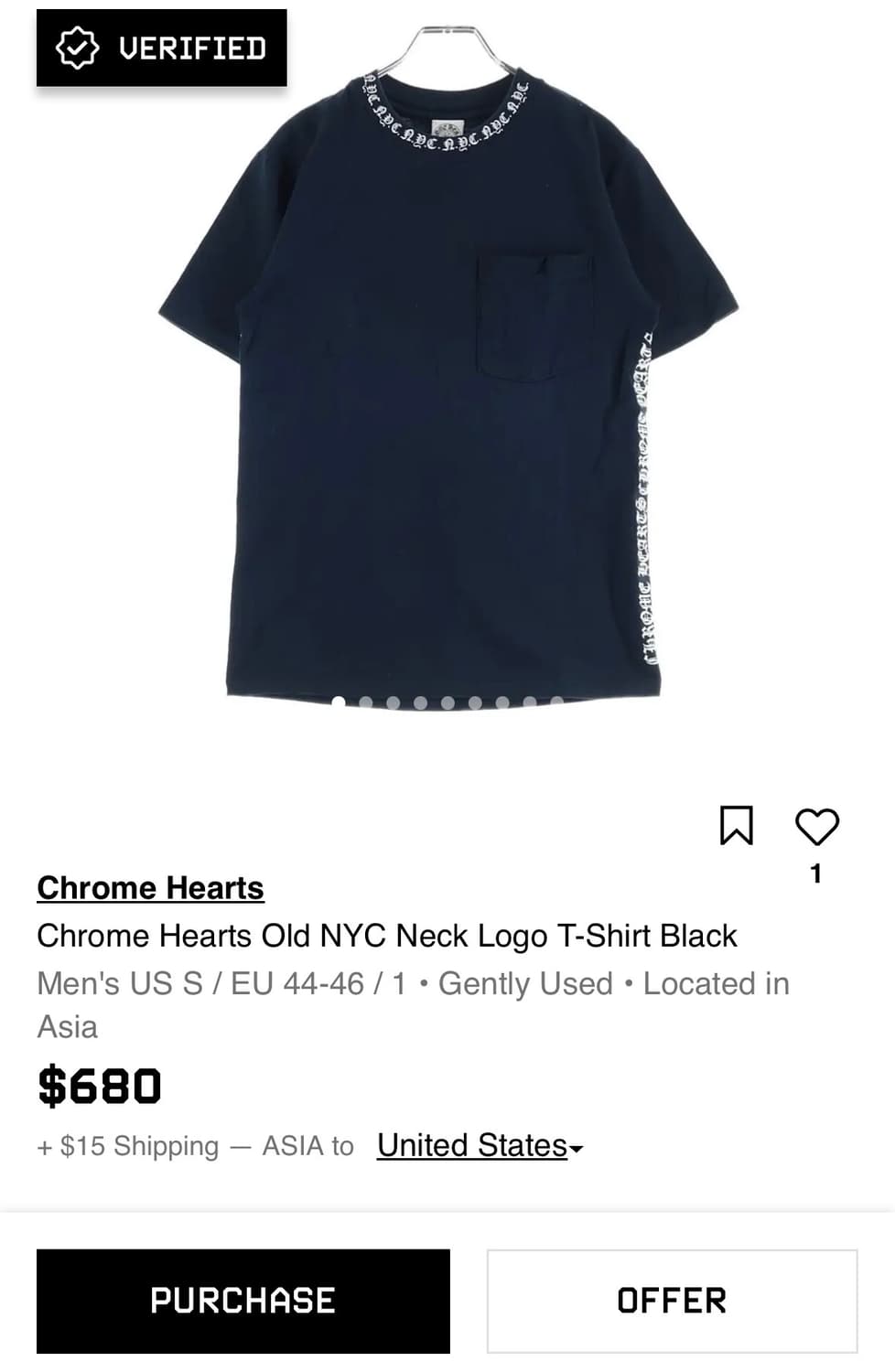 Chrome Hearts 크롬하츠 OLD NYC 빈티지 넥 로고 반팔 상품이미지8