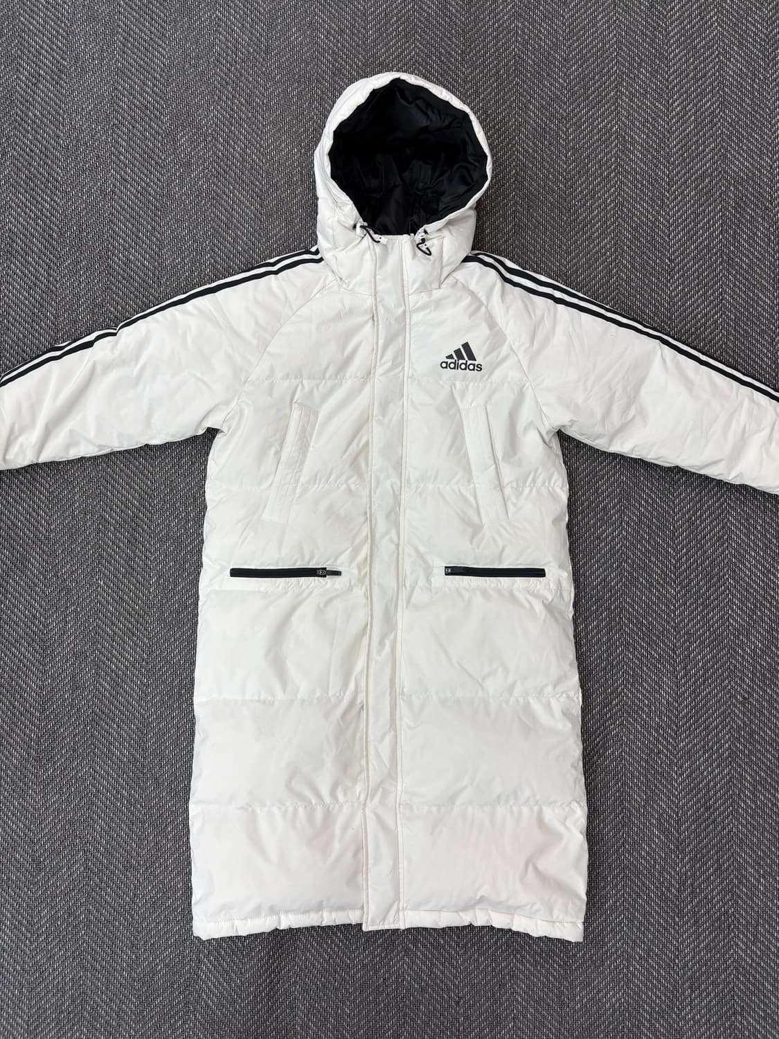 아디다스 삼선 롱패딩 화이트 상품이미지2