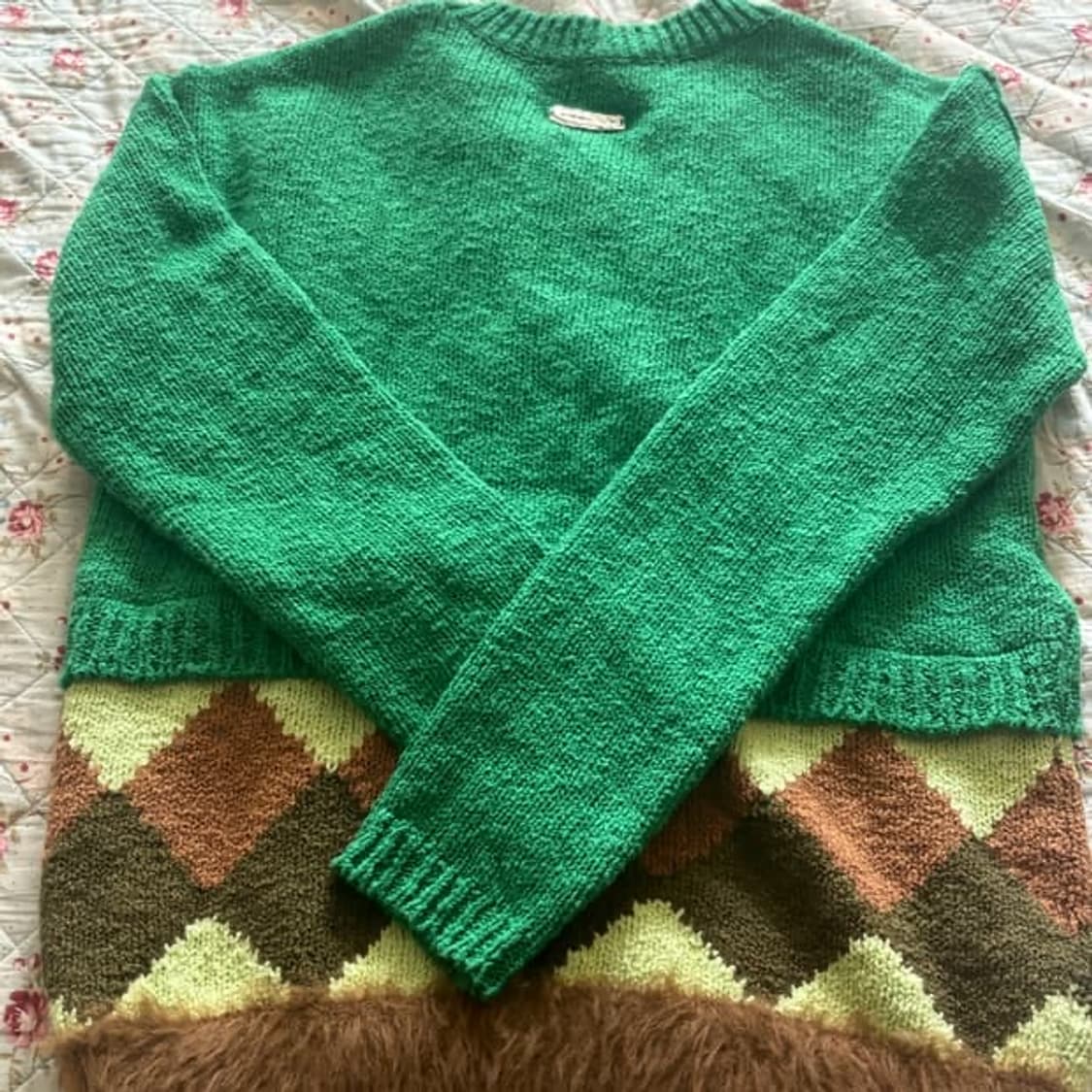 앤더슨벨 아가일 패턴 니트 그린 상품이미지3