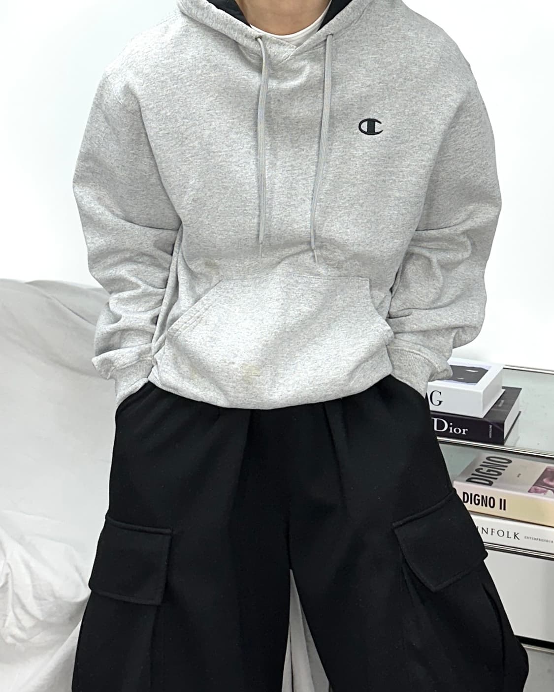 챔피온 어센틱 스몰로고 후드티 M 상품이미지1