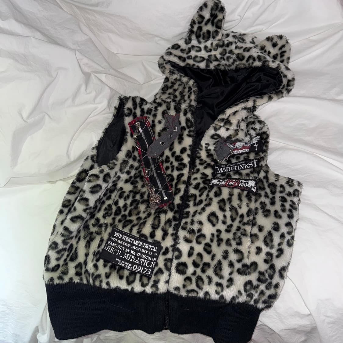 매드펑크 네코 레오파드 후드 베스트 상품이미지2