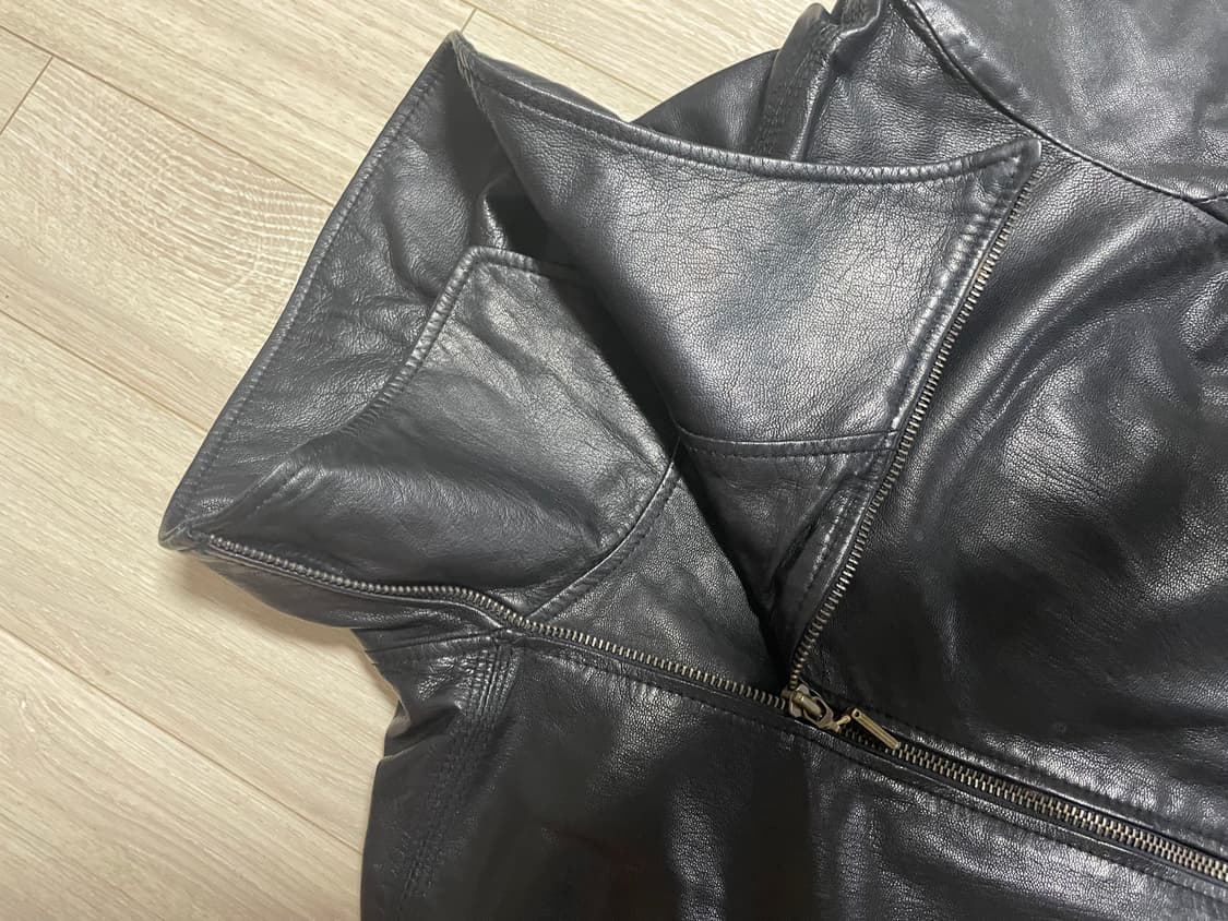 하이넥 사선 비대칭 레더자켓 릭오웬스st 상품이미지2