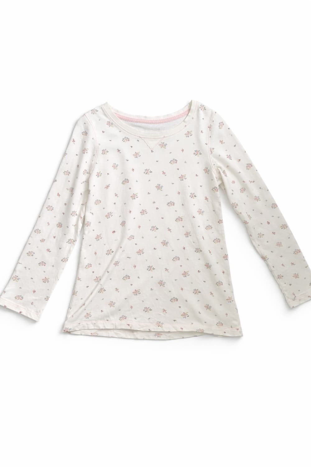 잔꽃 패턴 크림 긴팔 티셔츠  상품이미지1