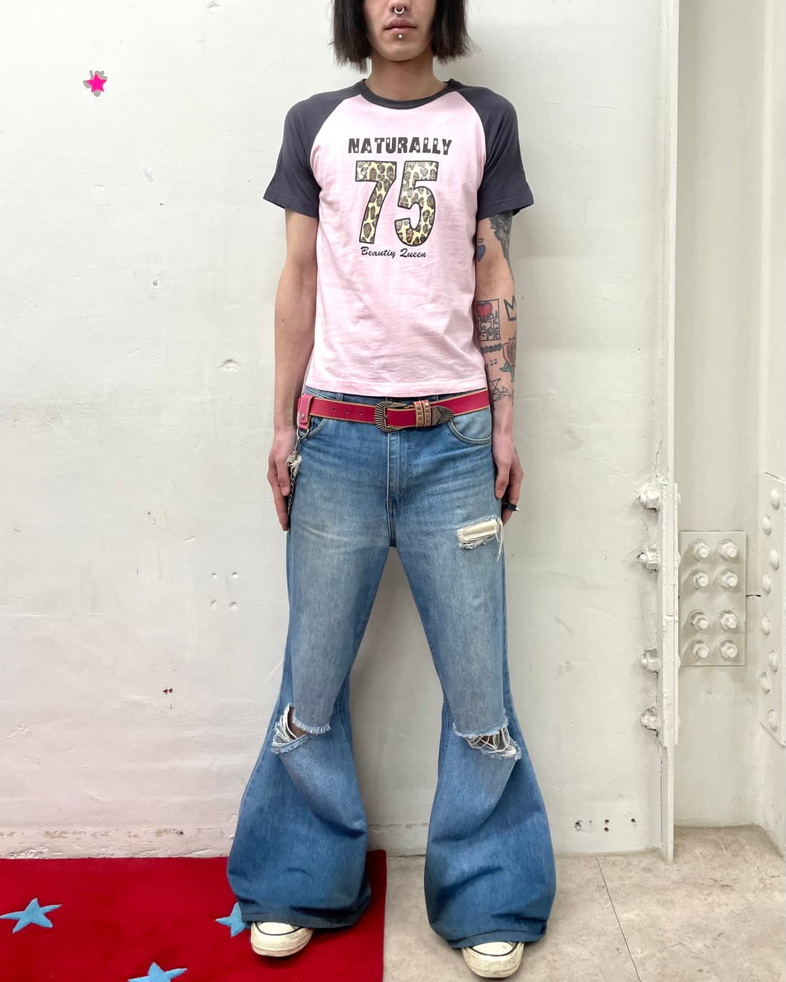 75 Glossy leopard print pink T-shirt 상품이미지3