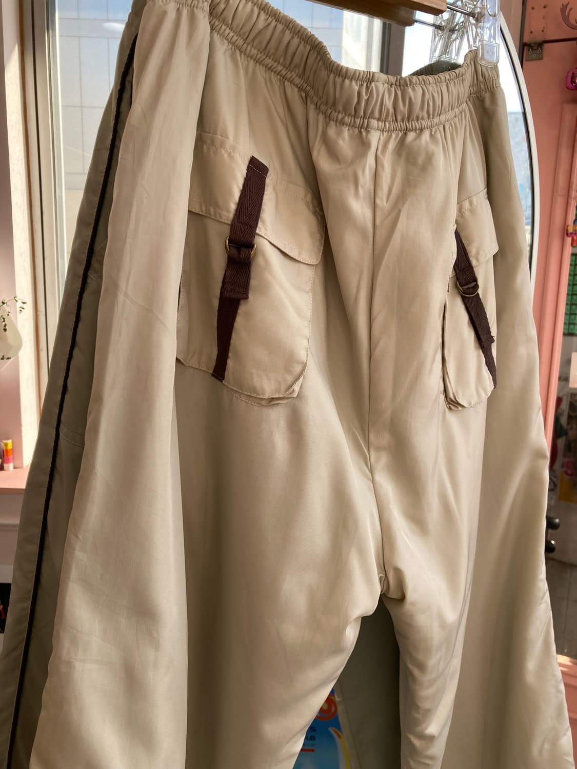 빈티지 아이보리 스포츠 조거 스트링 팬츠 상품이미지5