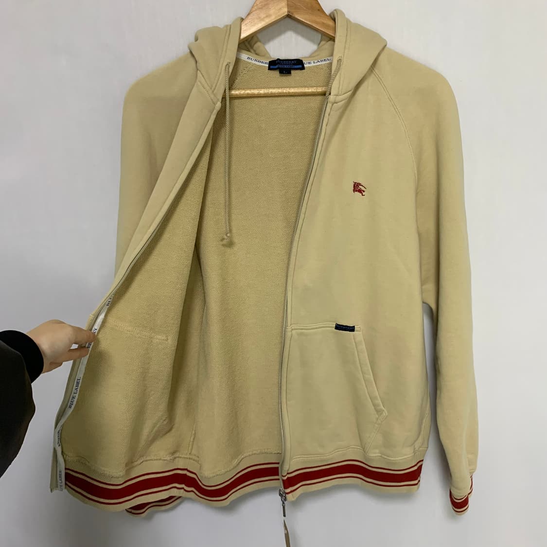 버버리 블루라벨 로고 빈티지 후드집업 옐로우 L 상품이미지4