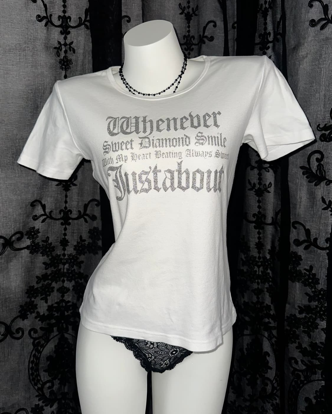 white lettering glitter short sleeve 상품이미지2