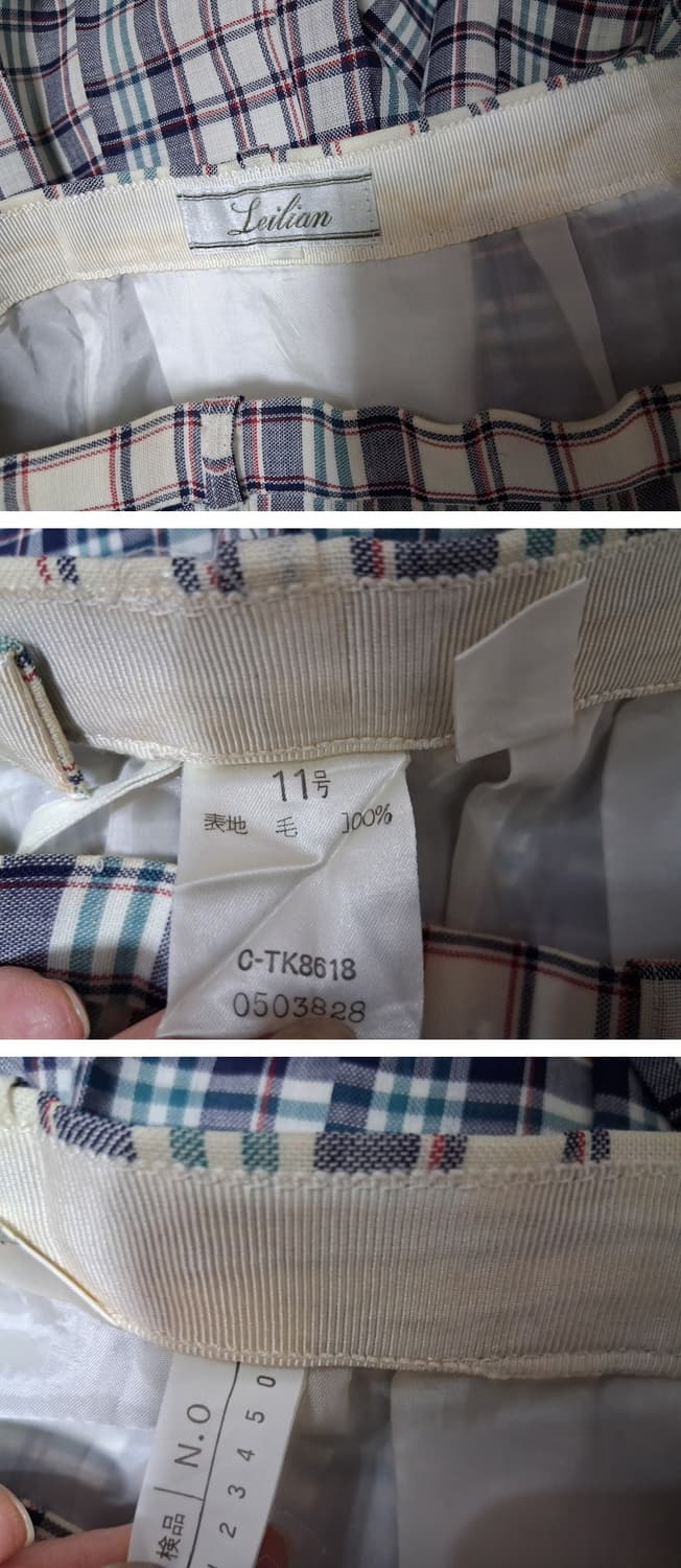 Leilian 레일리안 춘추 100%순모 울체크 플리츠롱스커트 주름체크롱 상품이미지7