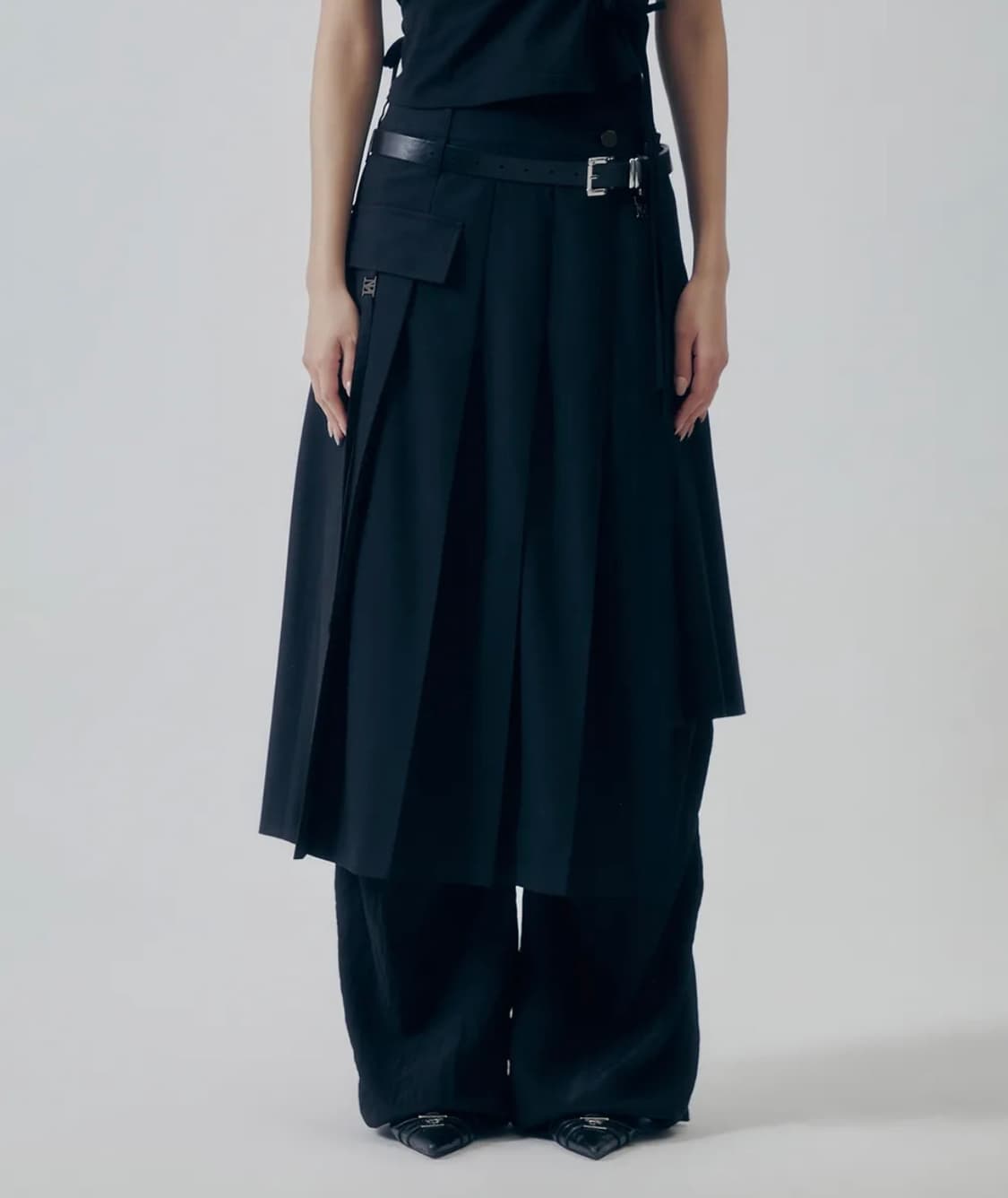 트리밍버드 2-Way Layered Pleated A-line Skirt 상품이미지1