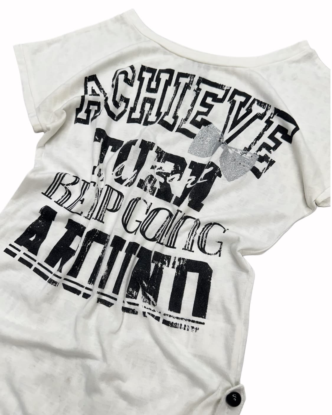 see-thorugh pattern shirring t-shirt 상품이미지2