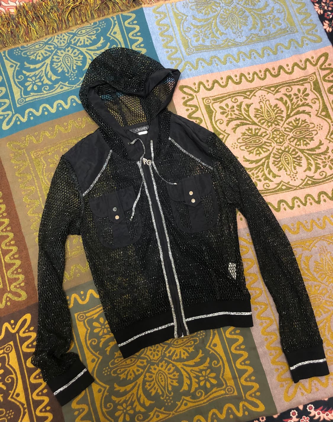 ORSEY silver glitter mesh hood zipup 상품이미지2