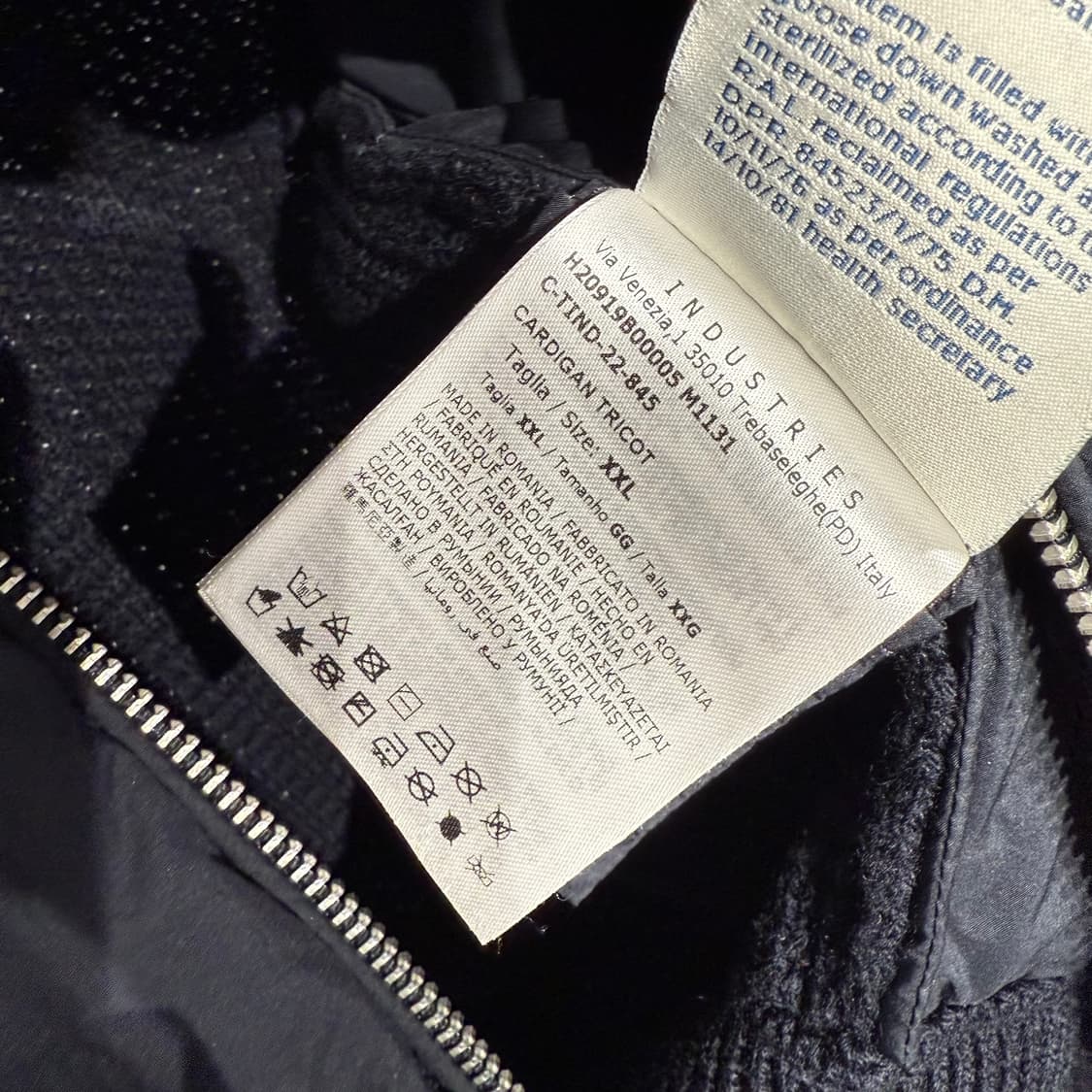 (2XL) 몽클레어  화이트 라이닝 로고 패치 니트패딩 네이비 상품이미지7