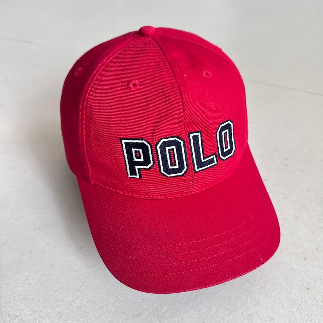90s 폴로 랄프로렌 레드 POLO 레터링 볼캡 상품이미지1