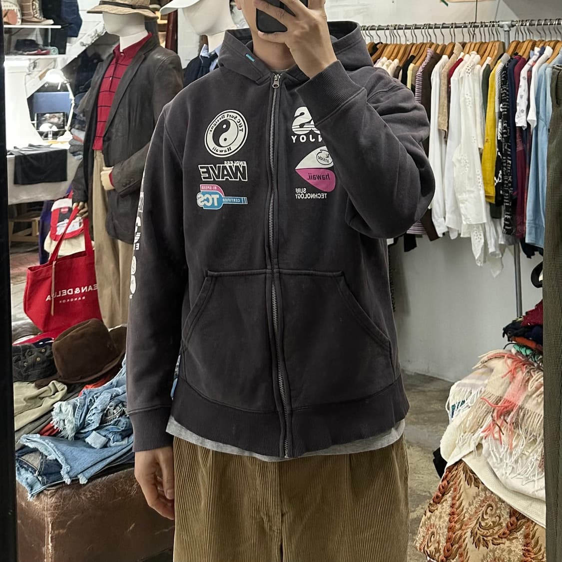 (착용컷) T&C SURF DESIGNS 프린팅 후드 집업 (남성용 M) 상품이미지3