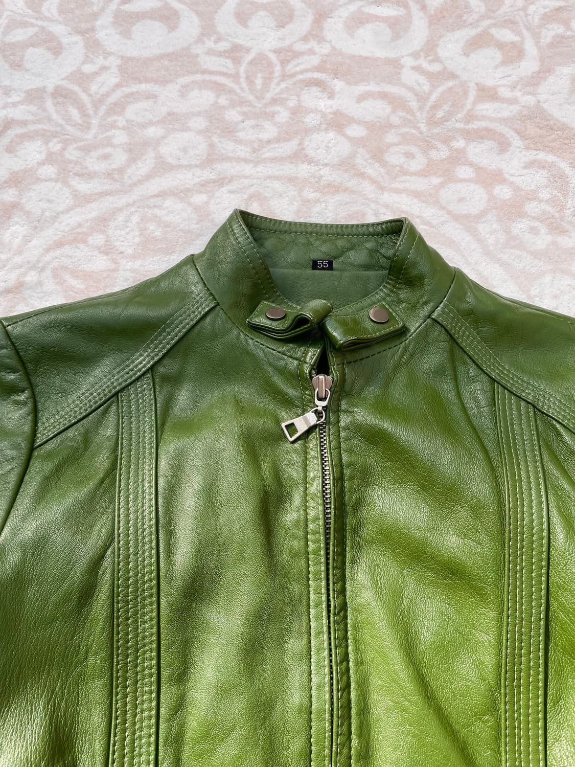 Italian Green Leather Rider Jacket  상품이미지2