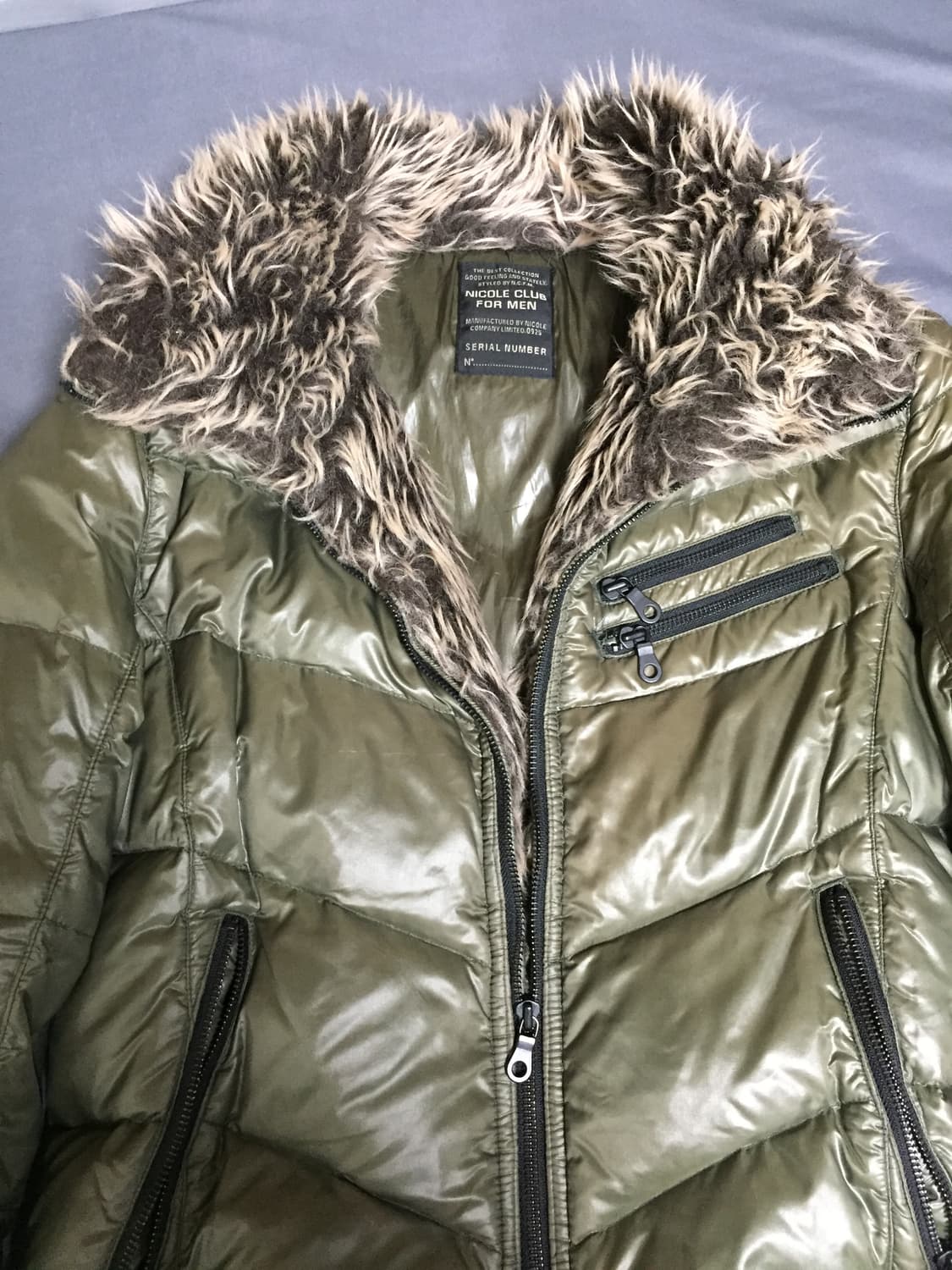 니콜클럽 카키 퍼 패딩 자켓 /유니크 Y2K 무드 상품이미지3