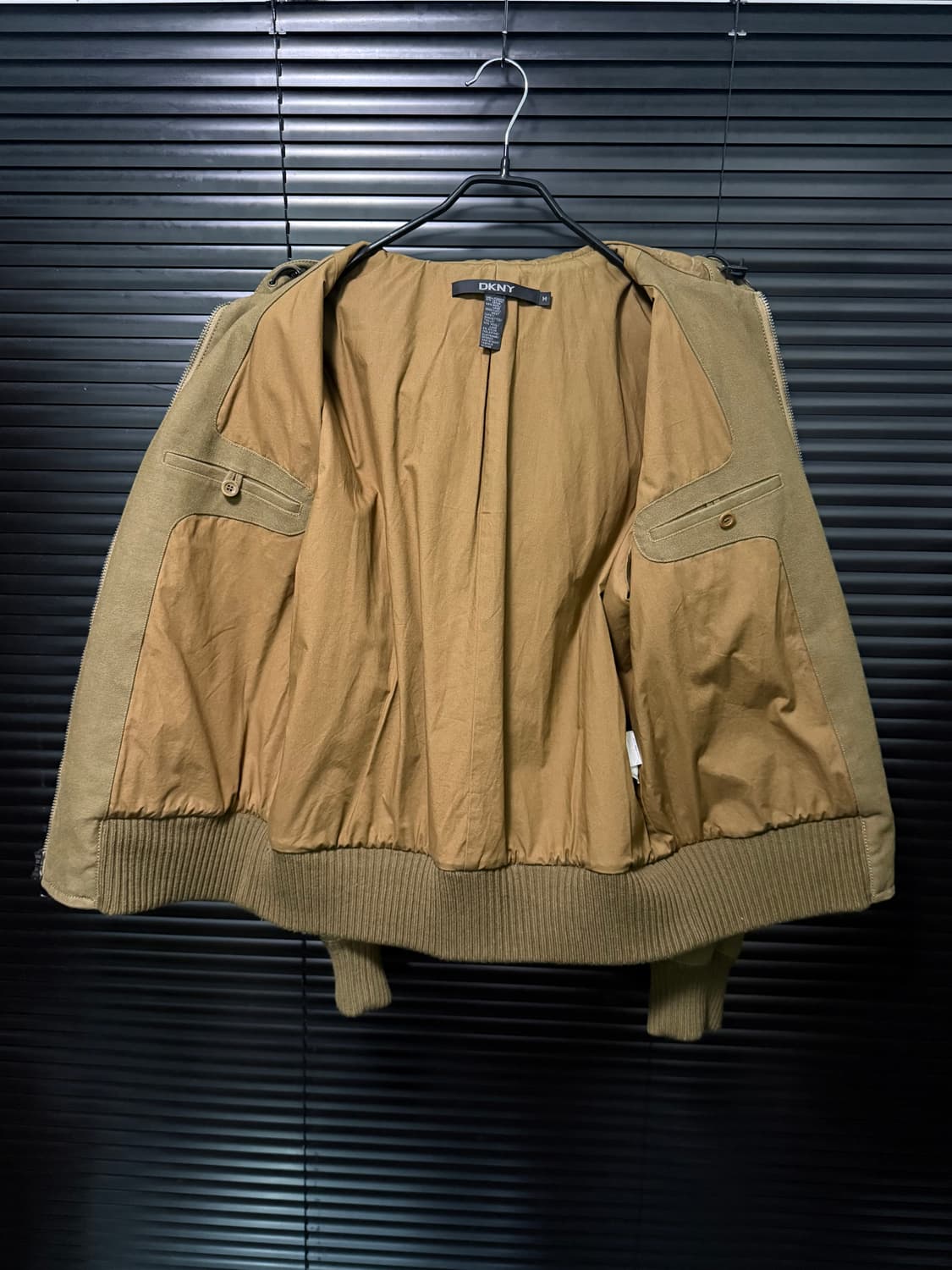 DKNY 도나카란 올리브 울 코튼 블루종 봄버 자켓 카키 니트 스웨터 M 상품이미지6