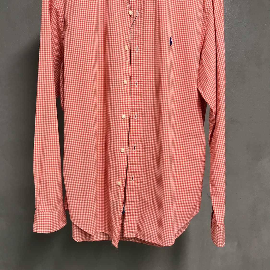 폴로 랄프로렌 깅엄 체크 셔츠 오렌지 L 상품이미지3