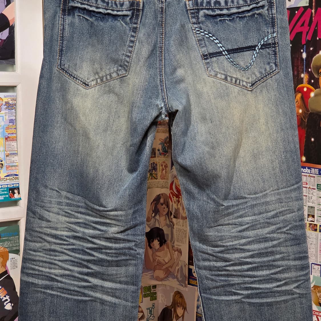 빈티지 자수 워싱 데미지 와이드 팬츠 상품이미지7