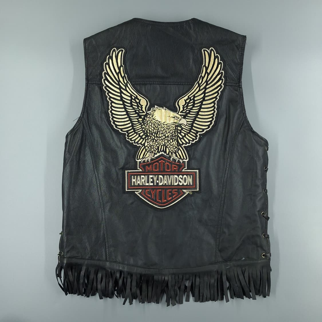 빈티지 블랙 할리데이비슨 멀티패치 소가죽 카우레더 라이더자켓 레더조끼 상품이미지6